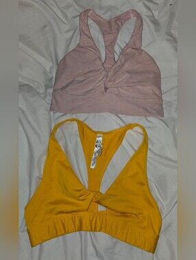 Victoria's Secret Twist-Front Racerback Bras in Pink and Mustard